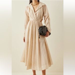 jonathan simkhai champagne allie sheer windowpane dress- BRAND NEW WITH TAGS